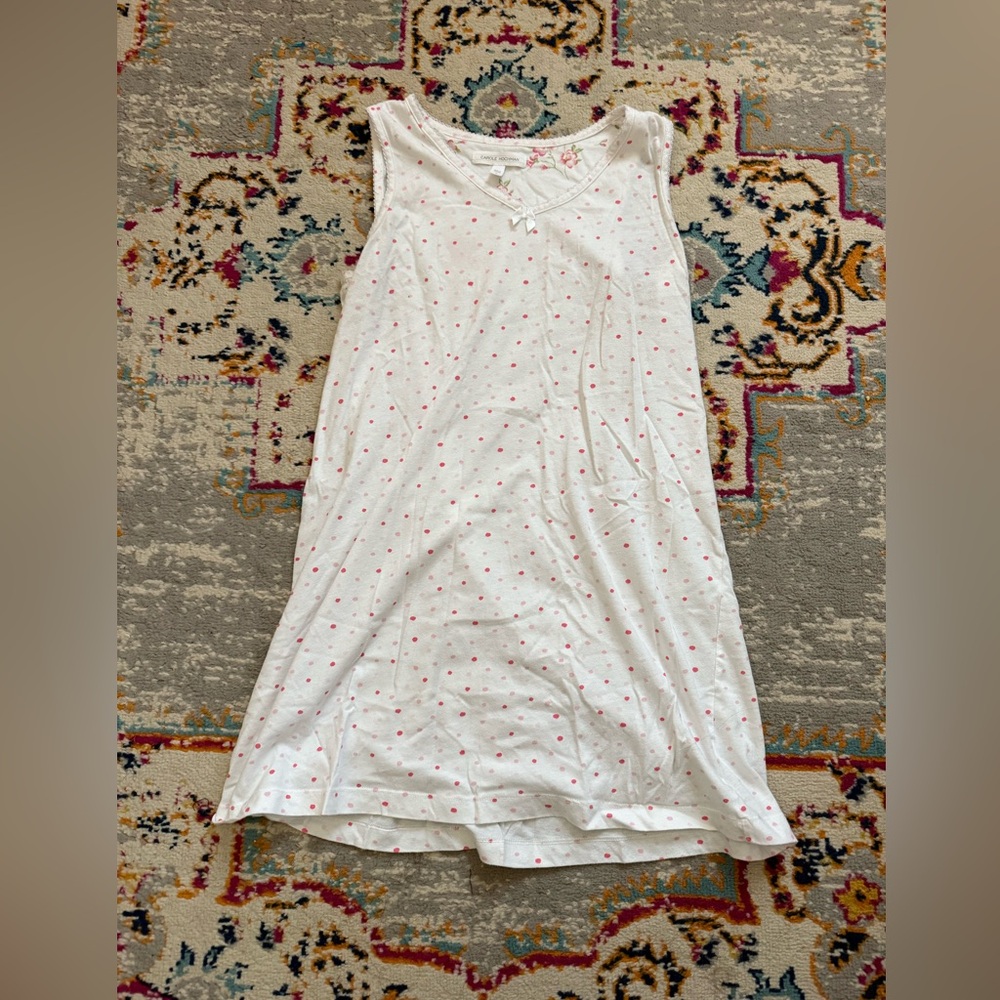 Midnight by Carole Hochman White Chemise with Pink Dots